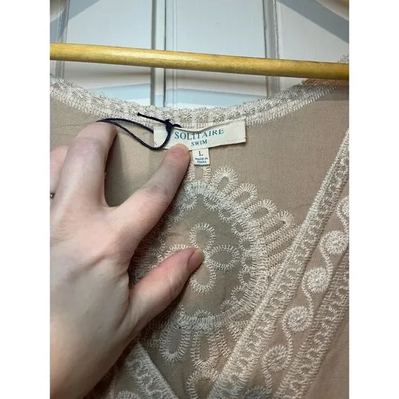 Solitare Swim Cream Embroidered Swimsuit Cover-up - Picture 2 of 3